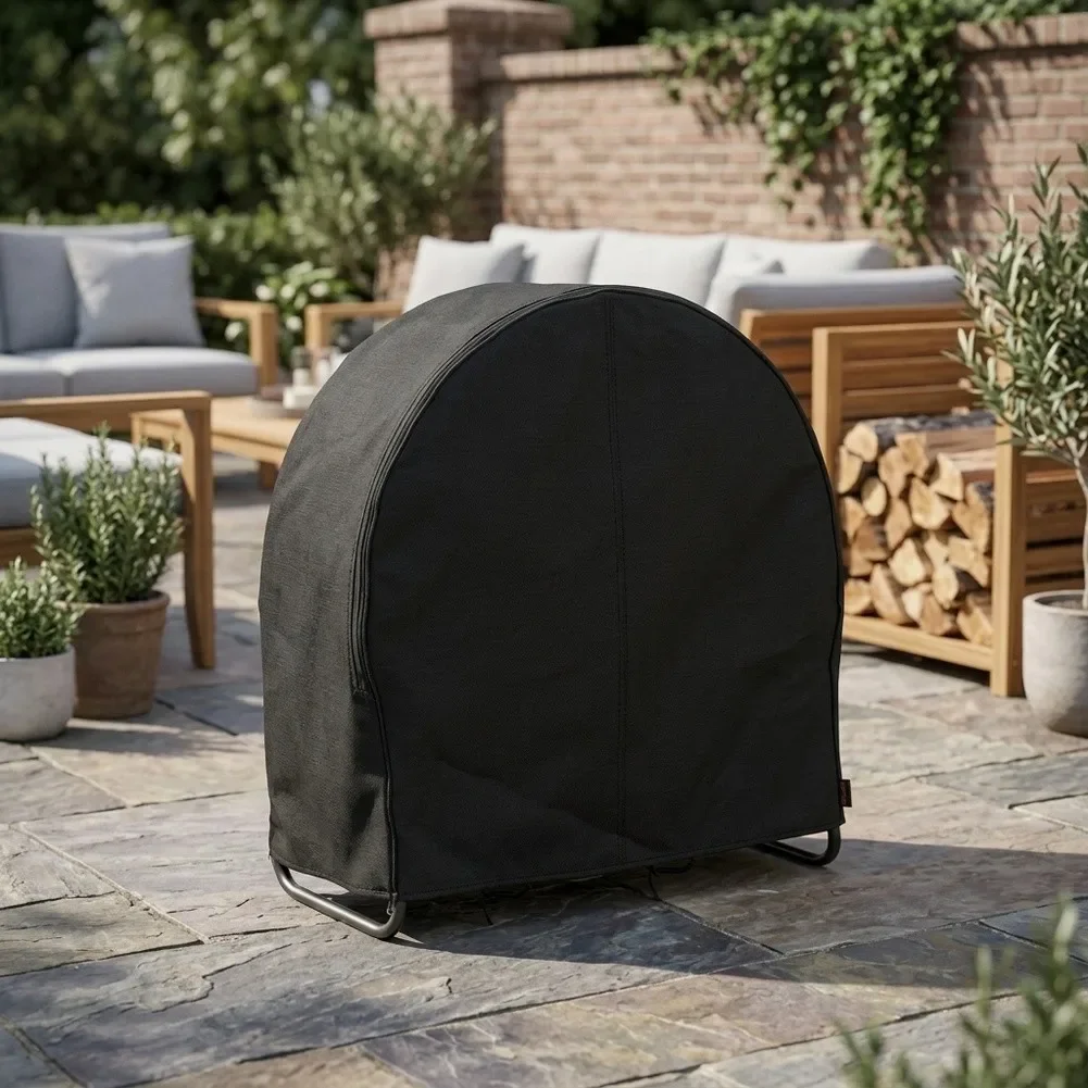 Outdoor Firewood Rack Cover All-Weather Waterproof Dust Resistant Log Storage Black Protector For Garden Backyard Wood Stack Use