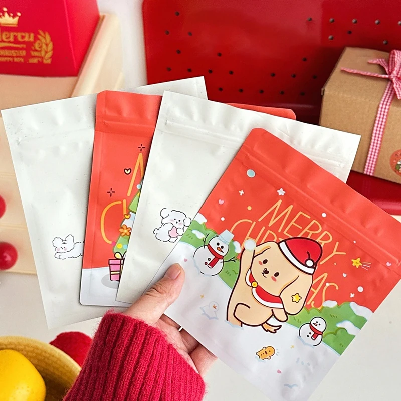 20/50Pcs Christmas Cute Dog Self Sealing Bag Card Out Hand Account Gift Packaging Bag Surprise Gift Bag