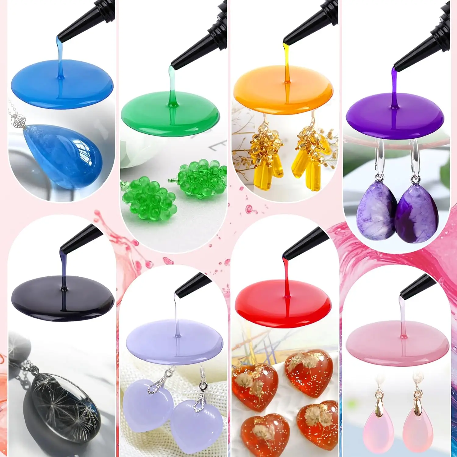 16 Colors UV Curing Hard Type Resin Clear, Fast Curing Odorless & Colored UV Resin Kit for Jewelry Making, Crafts, DIY 20g