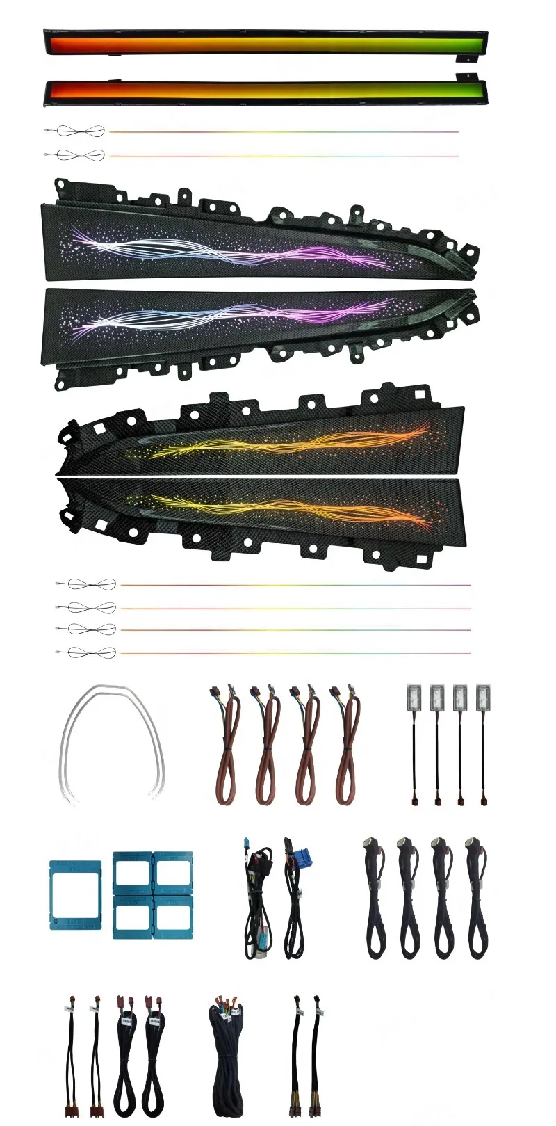 Carbon Fiber Star Ribbon Rainbow 64 Color Automotive Interior Ambient Light for Tesla Updated Model Y (2025-2026)
