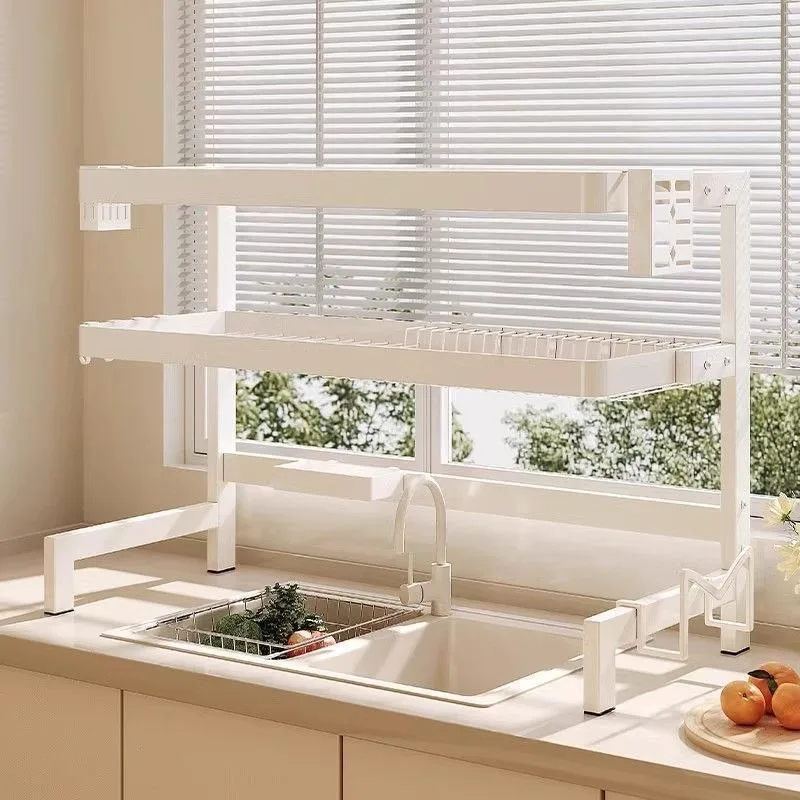 Modern carbon steel kitchen rack, multi-functional multi-layer drain rack, simple and beautiful storage of sundries