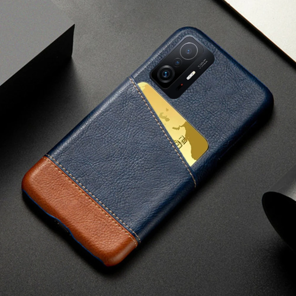 

For Xiaomi 11T Pro Case 11T 11TPro Cover with 2 Credit Card For Xiaomi 11T Ultra 12X 12 Pro Mi 10 9T 8 Lite ID Holder Slots Capa