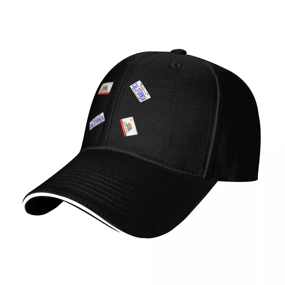 California Flag and California License Plate Sticker PackPattern Baseball Cap tea Hat Rave Mens Hats Women's view 2