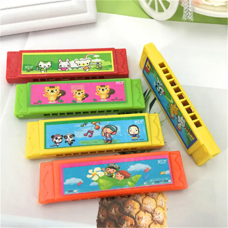 1PC 9.7*2.5cm Lightweight Portable Random Color Cute Cartoon Plastic Harmonica Kids Fun Musical Early Educational Gift