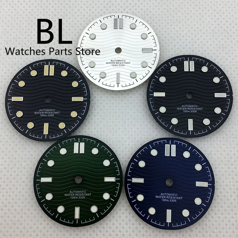 BLIGER 31mm Watch Dial Black White Blue Green Lume Fit NH35NH36 ETA 2836 2824 Miyota 8205/8215/821A Mingzhu DG2813/3804 Movement