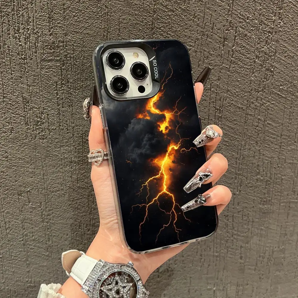 

Dark clouds, lightning phone case for iPhone 16 15 14 13 12 11 Pro/ Max/Plus shock-proof rear cover anti-fingerprint
