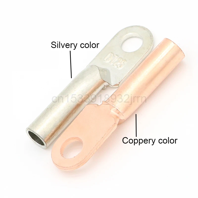 1Pcs DT-10/16/25/35/50/70/95 Splice Pure Copper Wire Connector Cable Joint Cold Pressure DT Type Crimp Terminal Blot Hole Nose