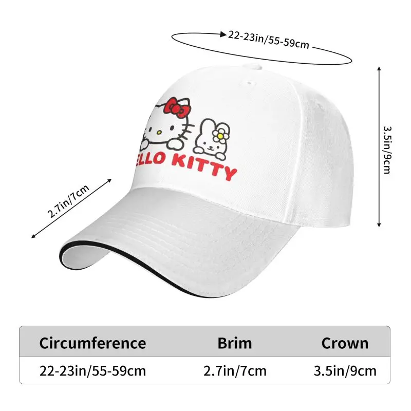 Custom Hello Kitty Cat Baseball Cap Men Women Breathable Dad Hat Outdoor