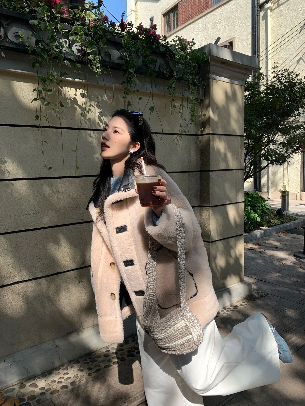 NICEJJ dubbelzijdig te dragen losse lamsbontjas dames herfst-winter verdikte leren bontjas met geïntegreerd leer