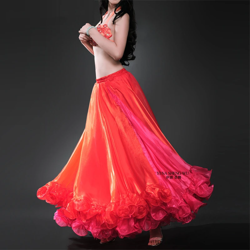 오리엔탈 밸리 댄스 원사 두 가지 색상 프릴 스커트 Bellydancing 전문 공연 훈련 의상 여성 댄서 드레스