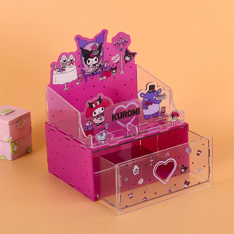 Kuromi Diy Desktop Storage Box Transparent Acrylic Box Cute Storage Creative Box Drawer Partition Practical Girls Christmas Gift