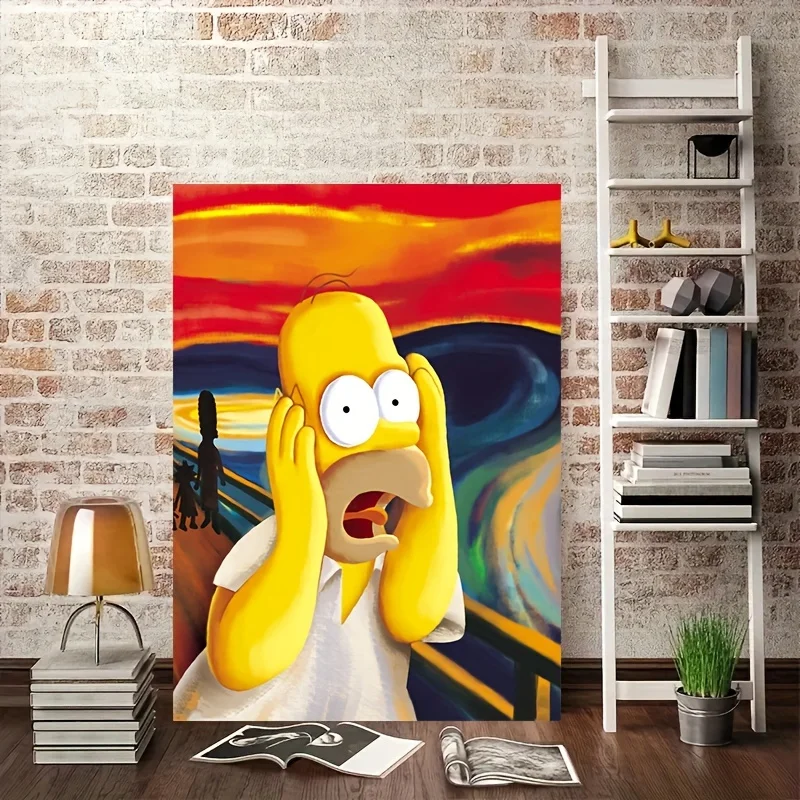 Miniso Disney Simpsons Posters Funny Scream Canvas Painting Anime Wall Art Wall Decor Living Room Bedroom Home Decor