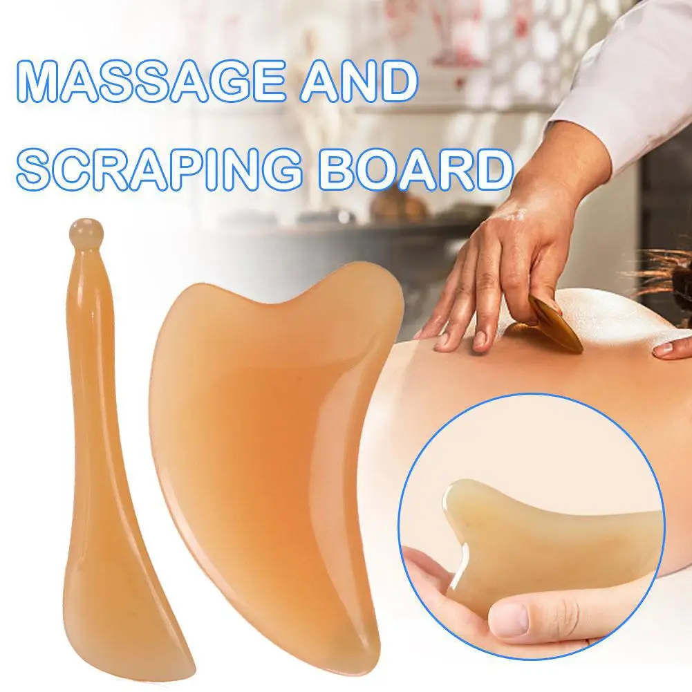 Natural Yak Ox Horn Gua Sha Scraper Tendon Stick Back Massager Eye Relax Body Tool Neck Spa Massage Beauty Fa P2i1