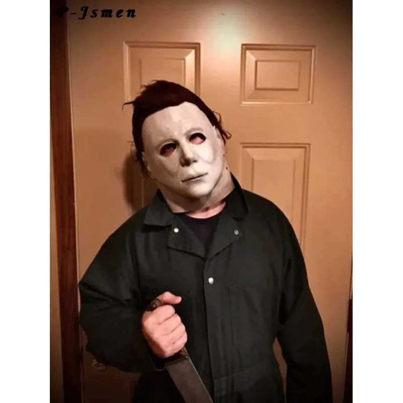 CyCafele Halloween 1978 Michael Myers Máscara Horror Cosplay Disfraz Máscaras de látex Accesorios de Halloween para adultos Blanco