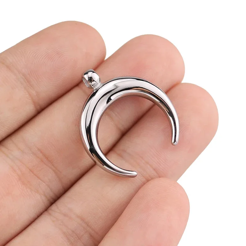 Stainless Steel Crescent Charms Moons Pendants for Sweater Chains Necklace DIY Jewelry Making Supplies Accessories