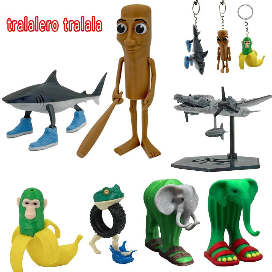 

Hot Tungtung Sahur Tralalelo Tralala Shark Shimpanzini Bananini Anime Action Figure Collectible Model Garage Kit Toys Gift