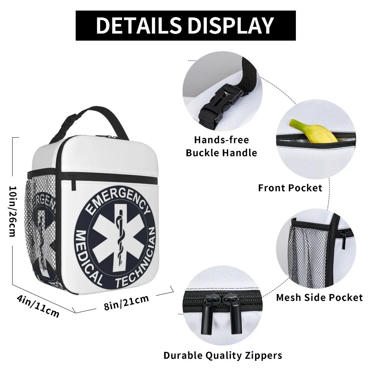 حقيبة غداء معزولة طبيًا للطوارئ من Emt Star Of Life للنساء، صندوق طعام حراري مبرد للمكتب، حاوية صناديق الغداء #2