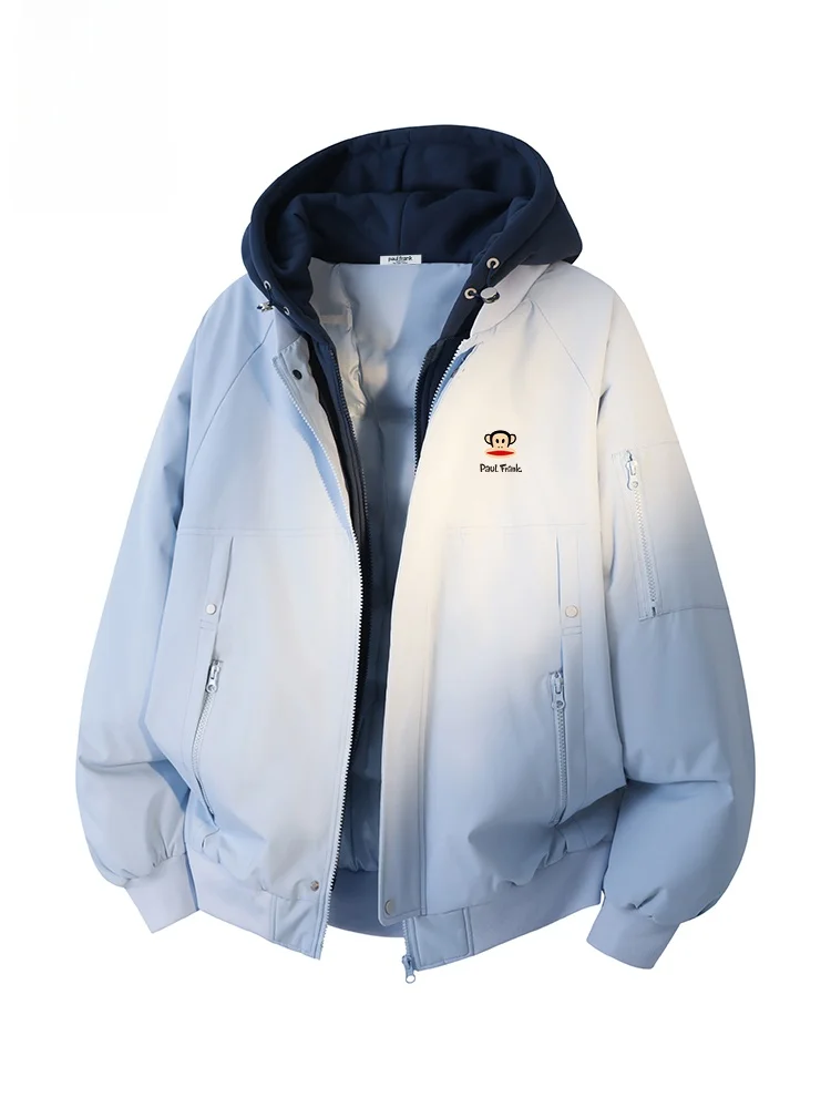 

PaulFrank Thiened Hooded Cotton Jaet Men's Autumn Winter Warmth Casual Loose Fit Big Mouth Monkey Print Outerwear