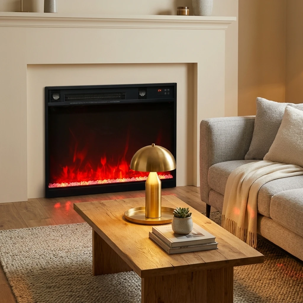 ETL CE Certified Factory Customized 26-Inch Metal Electric Fireplace Heater Built-In Wall-Mounted Multicolor Flame Energy-Saving