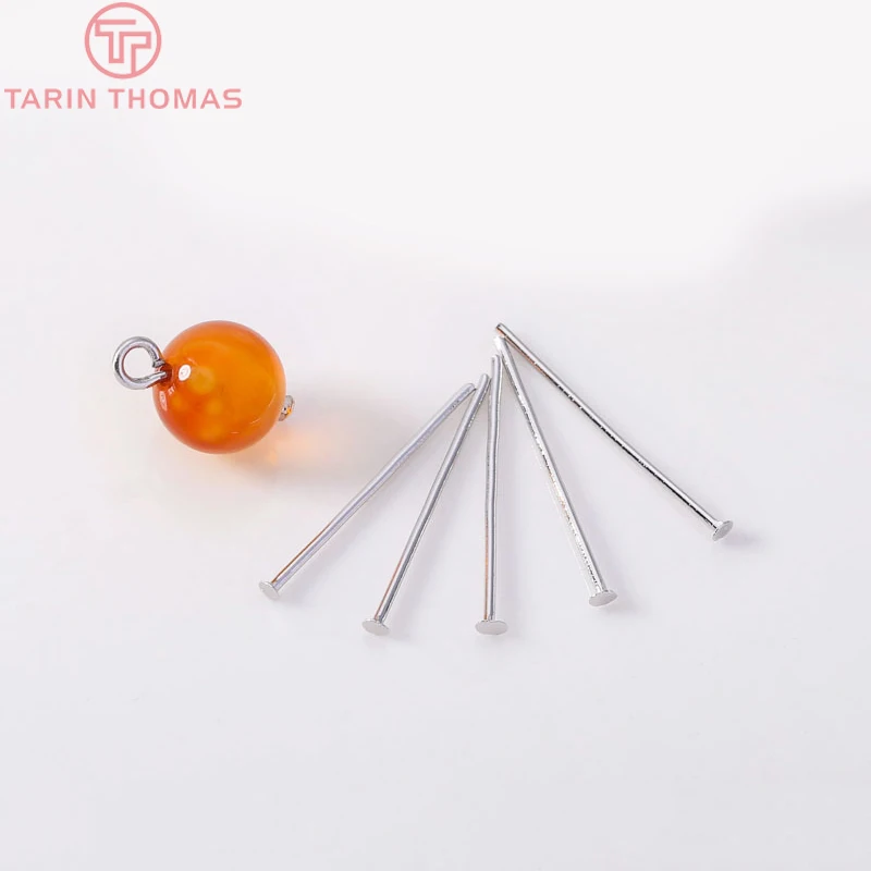 (5270)20PCS 20MM 25MM 30MM 35MM 24K Gold Color Flat Pins Bead Pins Connector High Quality Jewelry Making Findings Accessories