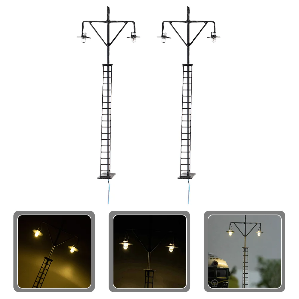 2 Pcs Train Light Model Railroad Signal Decorate Lamp Metal Sand Table Ornament