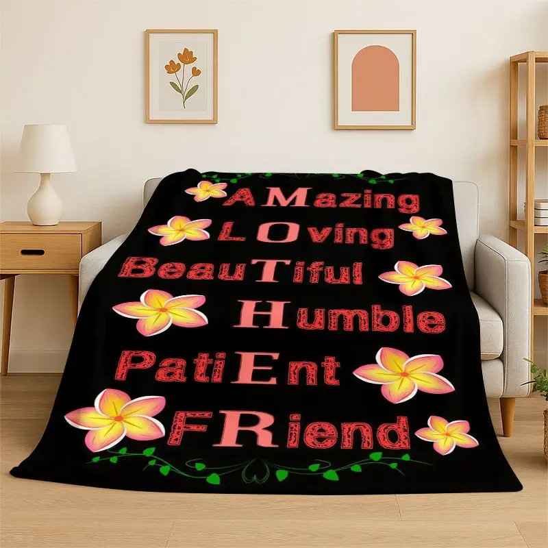 Gift Thanks To My Mom Mother Letter Present Flannel Blanket Soft Throw Blanket for Bedroom Living Room Bed Camping Picnic Nap