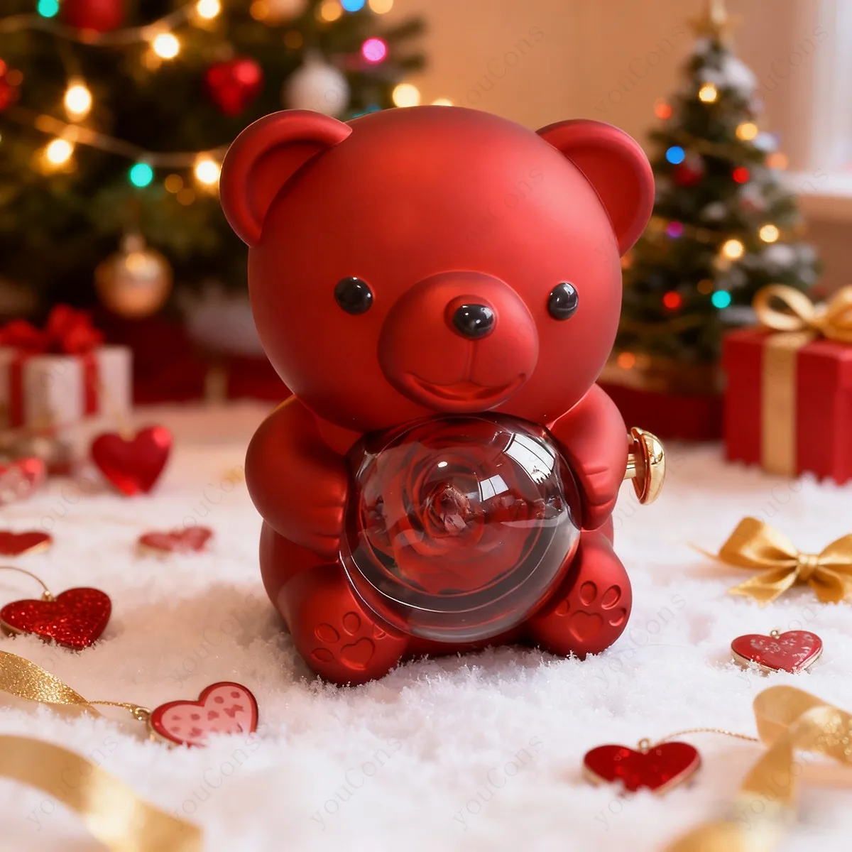 قلادات على شكل قلب أحمر مع صندوق هدايا على شكل وردة الدب اللطيف للنساء في عيد الأم 2026 مجوهرات عيد الميلاد وعيد الحب وأعياد الميلاد