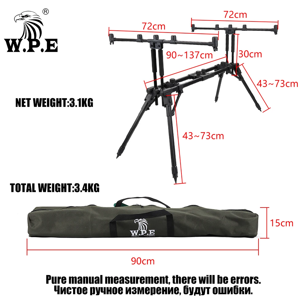 W.P.E 15cm*90cm Carp Fishing Rod Pod Stand Holder Folding Stand Bracket Pole Holder Adjustable Retractable Fishing Accessories