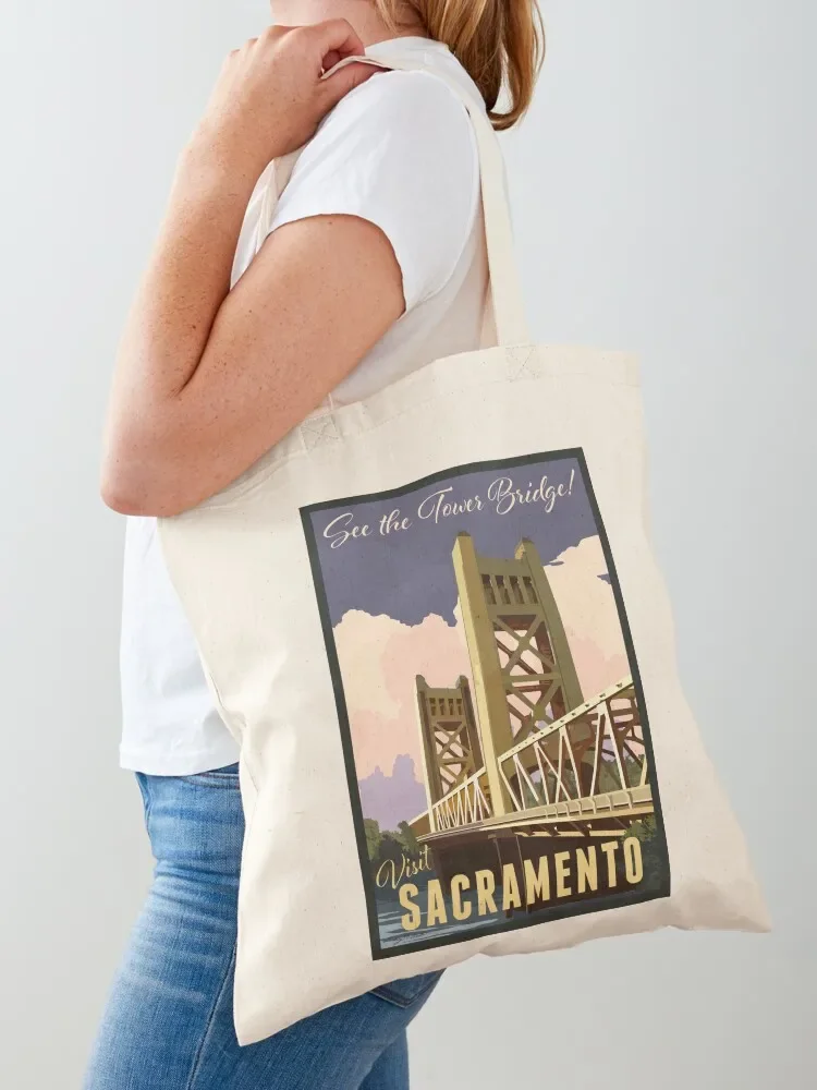 

Visit Sacramento Tote Bag Canvas shoulder bag Fabric bag for beach tote bags cloth bags
