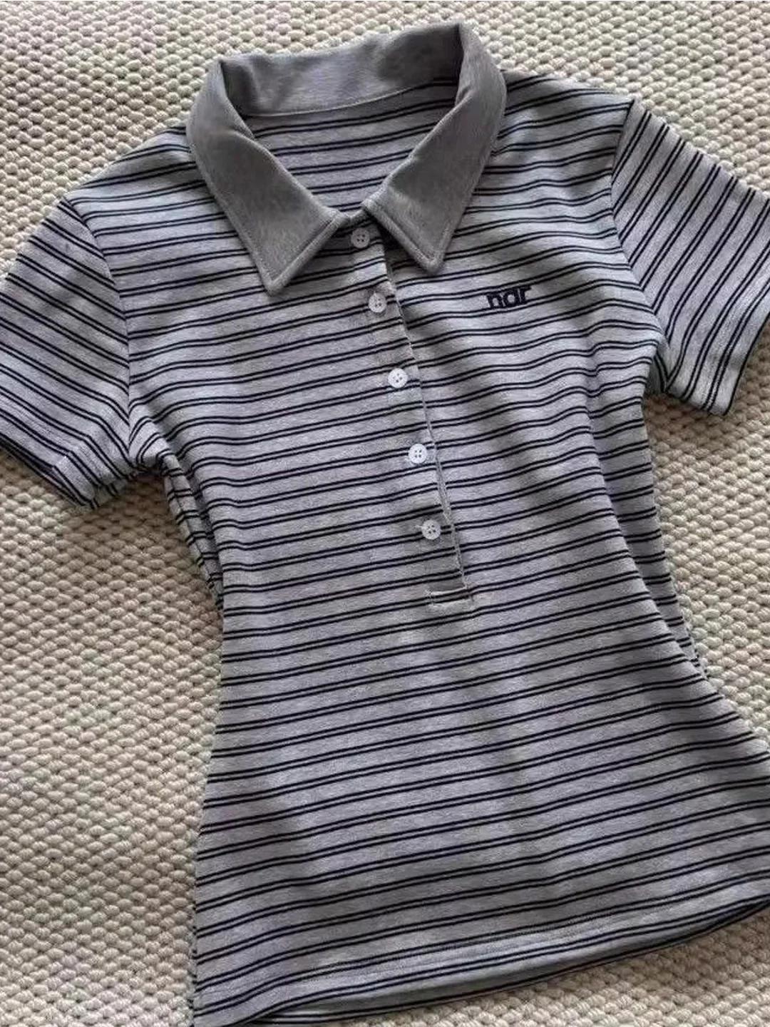 

Summer Design Slim Fit oulder Ne ort Sve T-irt Women's Preppy Sle Inner Wear Base ort Top Striped Pattern
