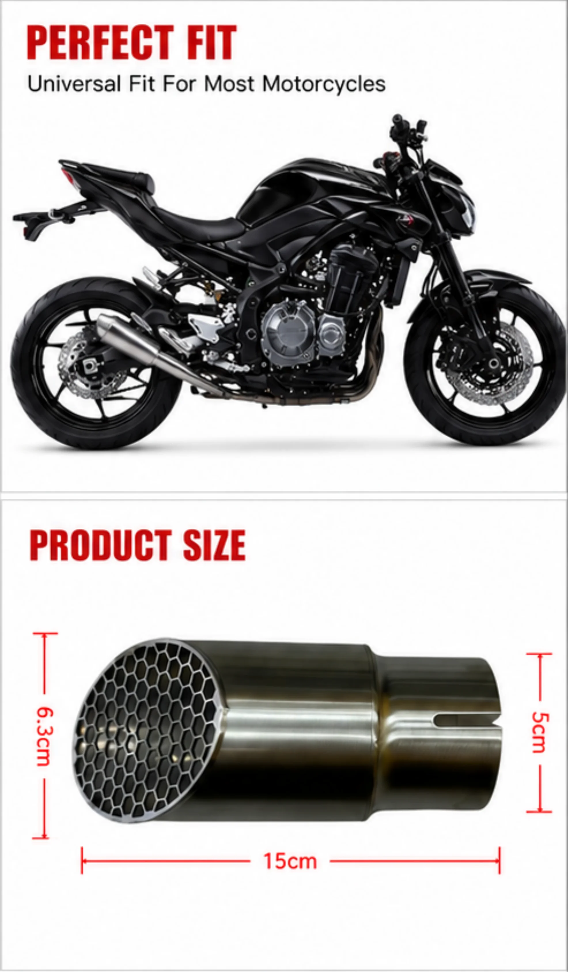 Universal Motorcycle Hidden Exhaust Muffler Stainless Steel Honeycomb Mesh Slip On Modified Bike Exhaust Tail Pipe With