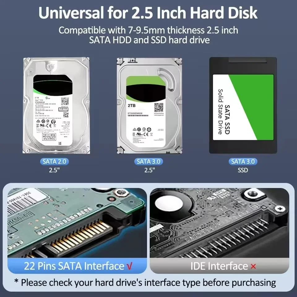 USB 3.0/USB 3.1 HDD الضميمة 2.5 بوصة SATA SSD حافظة القرص الصلب مع سرعة نقل 5Gbps المحمول الإسكان الخارجي صناديق القرص الصلب #5