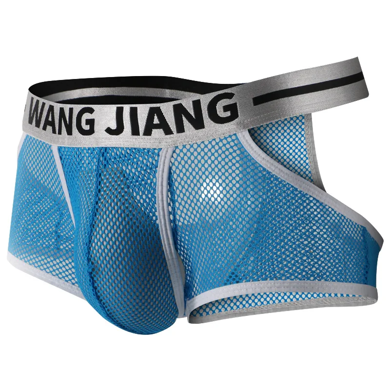 Men\'s Panties U Convex Pouch Underwear Mesh Transparent Hollow Panties Open Butt Thong Lingerie Low Waist Jock Strap Bikini