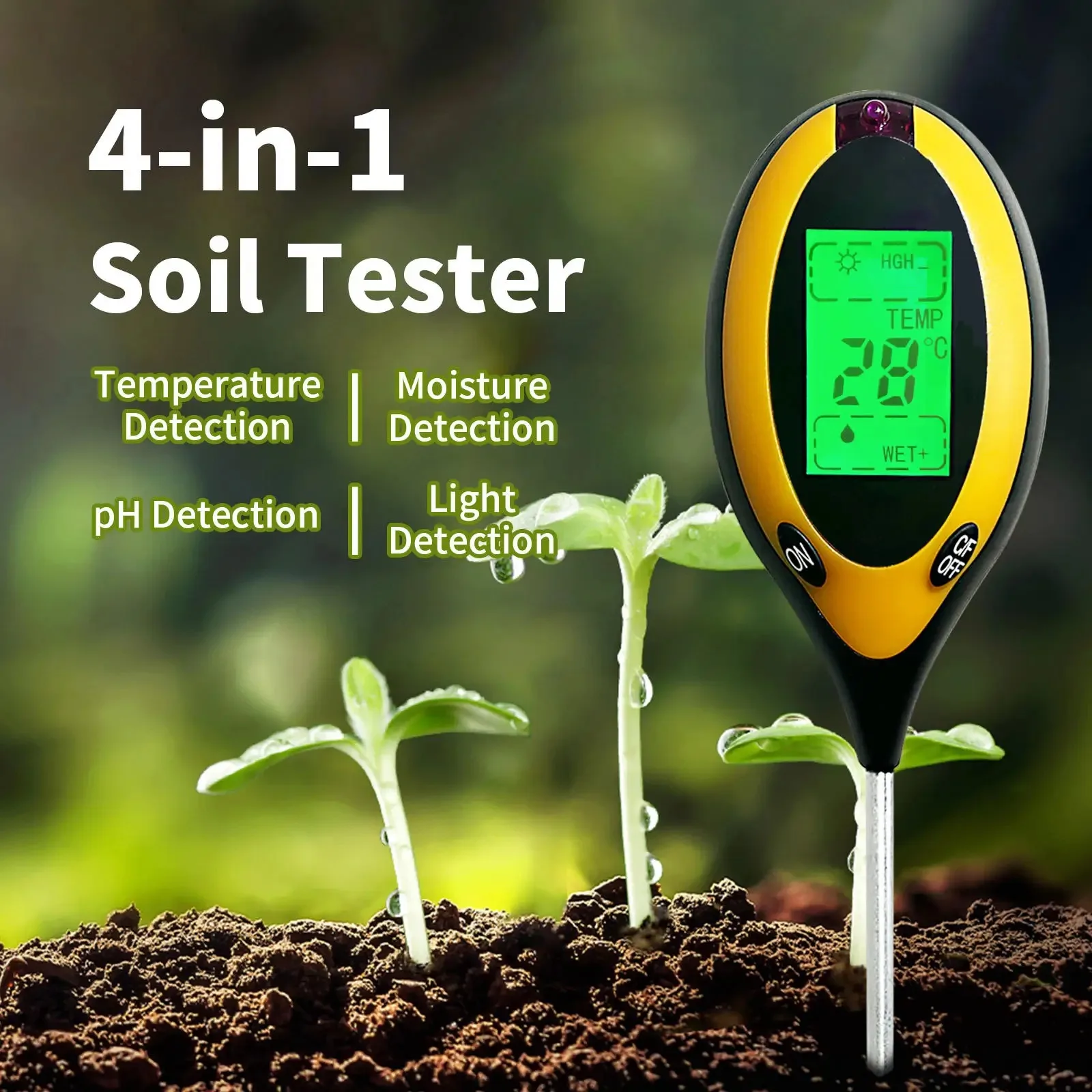 Medidor de pH y Humedad del Suelo Portátil, Medidor de Nutrientes en Agua, Alta Precisión, para Jardinería Doméstica, Medidor de Fertilidad para Flores y Césped, 1 Unidad