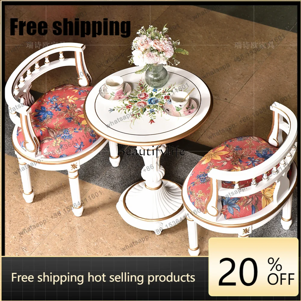 HJ Outdoor Leisure Sofa Chair Round Table Several Combinations Living Room Balcony One Table And Two Chairs