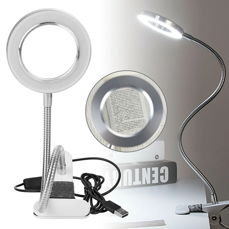 Desk Table Top 8X Magnifying Glass Beauty Nail Salon Tattoo Magnifier Lamp Light