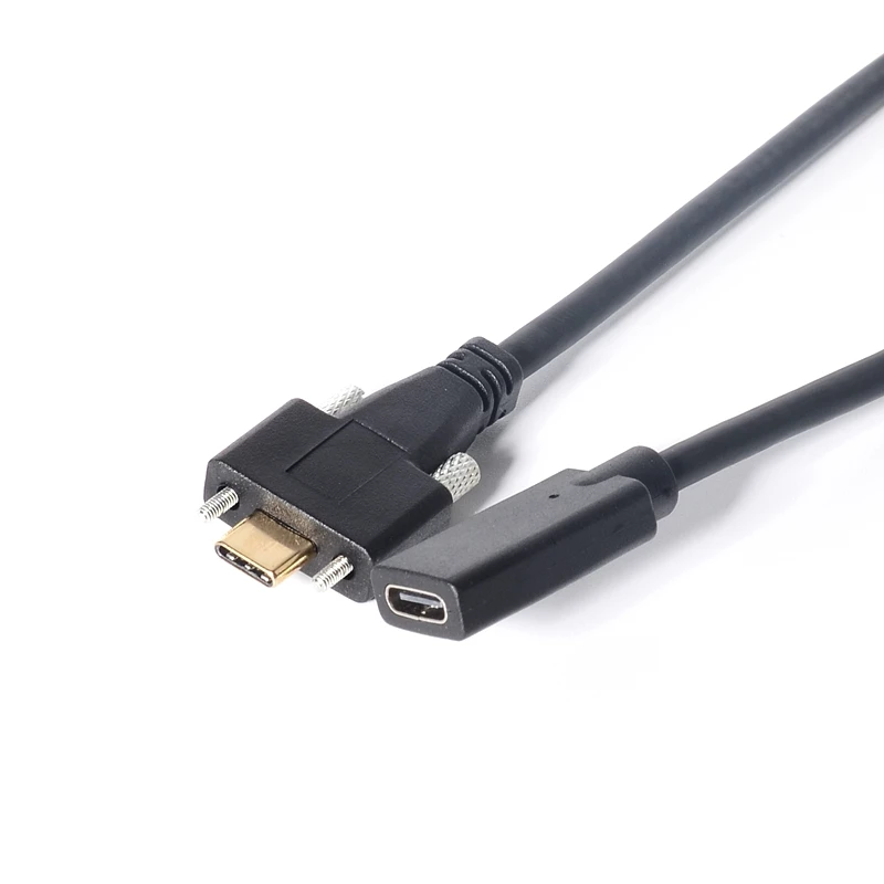 USB C to USB C Cable USB-C Elbow Dual Screw Locking USB3.1 Type-C Male to Male Female Industrial Camera Extension Cable