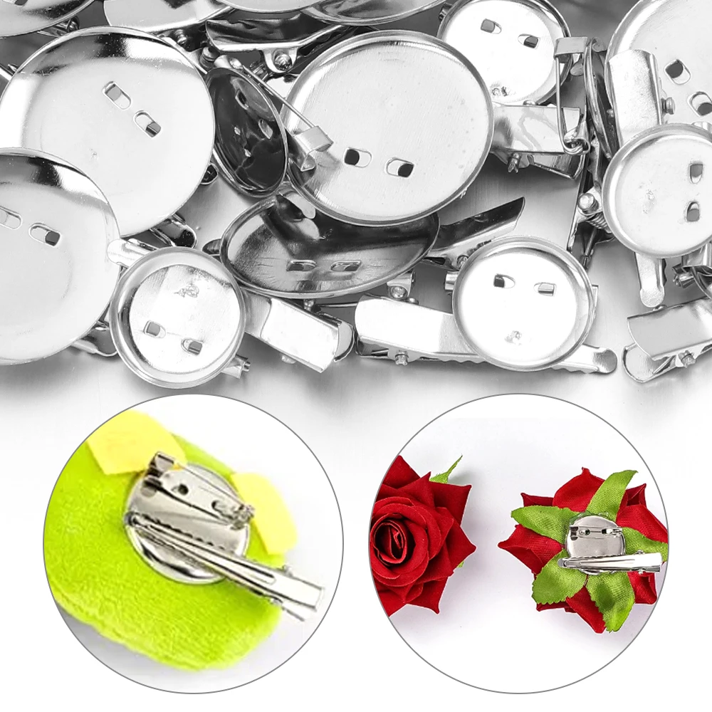 20Pcs/Lot 19/23/30mm Iron Round Brooch Base Safety Pins Trays Brooch Cabochon Base With Clip For DIY Jewelry Making Accessories