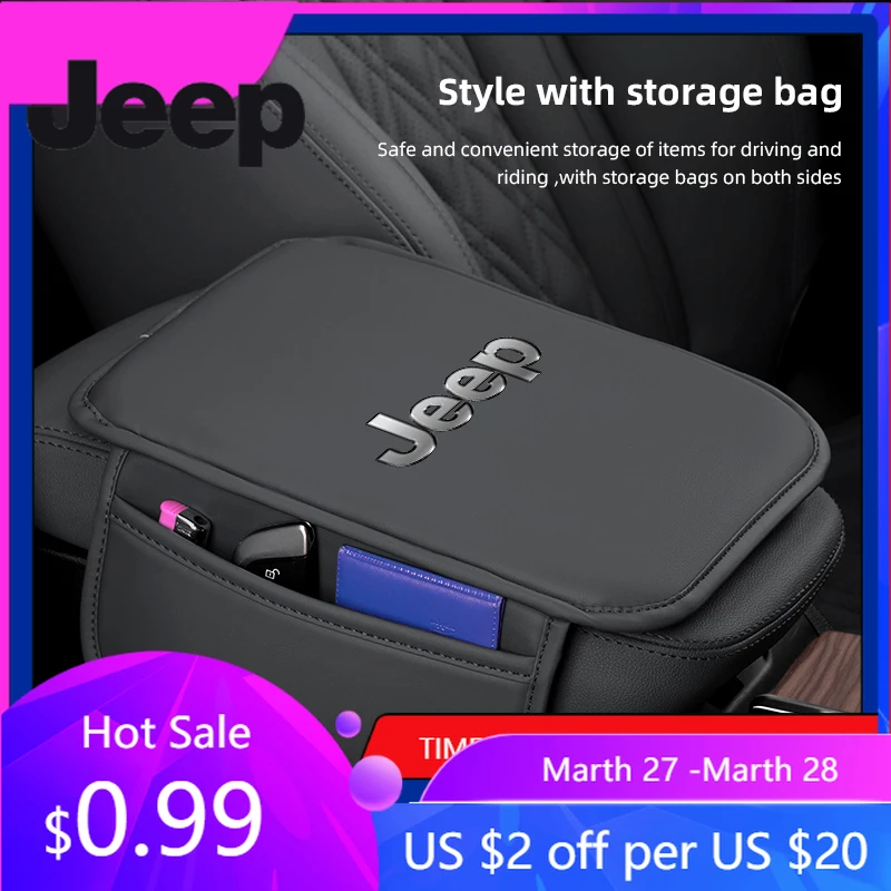 

Кожаный защитный коврик-подушка для центральной консоли подлокотника автомобиля Jeep для Jeep Renegade, Compass, Grand Cherokee, Wrangler, Patriot