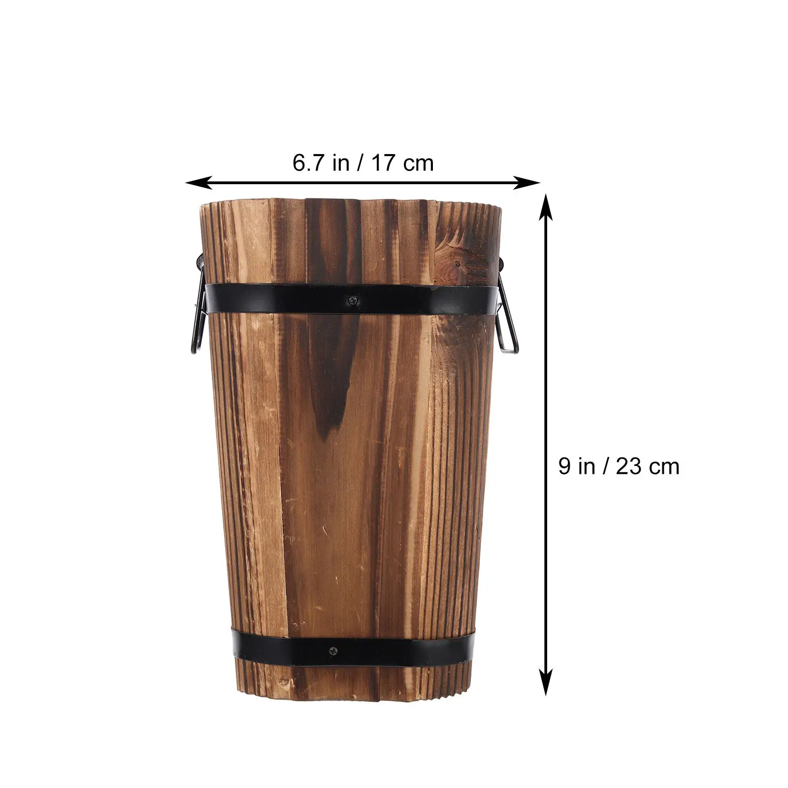 Retro Style Decorative Wooden Bucket Flowerpot Garden Succulent Planter Wood Planter Box Vintage Flowerpot Succulent Plant Pot