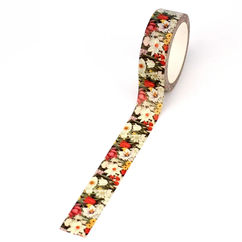 NIEUWE 1PC 10M Deco Mooie Wit Rode Bloemen Washi Tapefor Scrapbooking Journaling Adhesive Masking Tape Leuke Stationair
