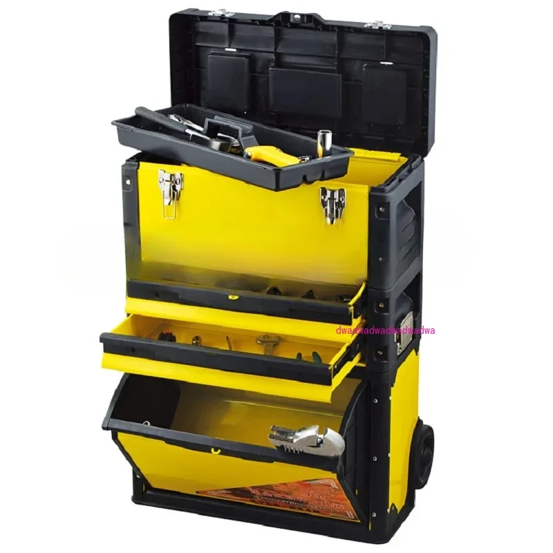 Three-layer separate portable multi-function trolley toolbox Portable hardware combination tool cart 3 colors optional ABS+ iron