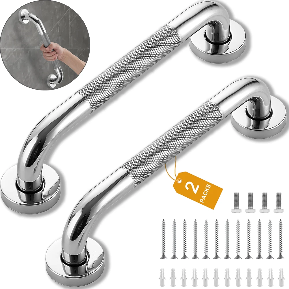 Stainless Steel Shower Grab Bar for Elderly - Anti-Slip Bathroom Safety Rail with No Drilling Installation, Heavy Duty Handicap