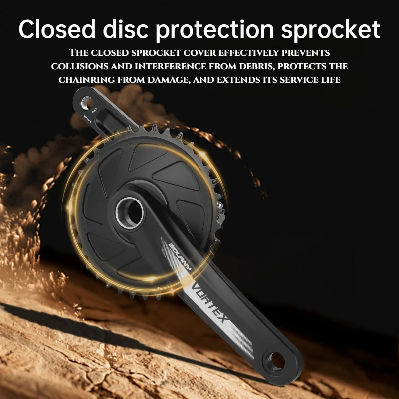

BOLANY 36T MTB Crankset Hollow Integrated 170mm 3-Bolt Closed Chainring Single Speed Mountain Bike Parts High-strength Steel