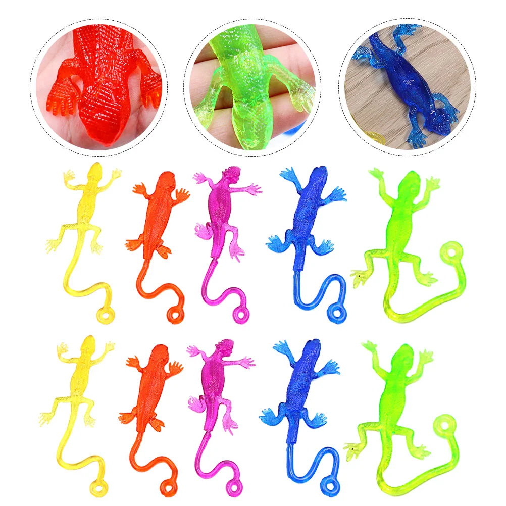 15 Pcs Toy Lizard Soft Gummy Ball Stretchy Kids Sticky Relief Crawl Funny Decompression Plaything Child