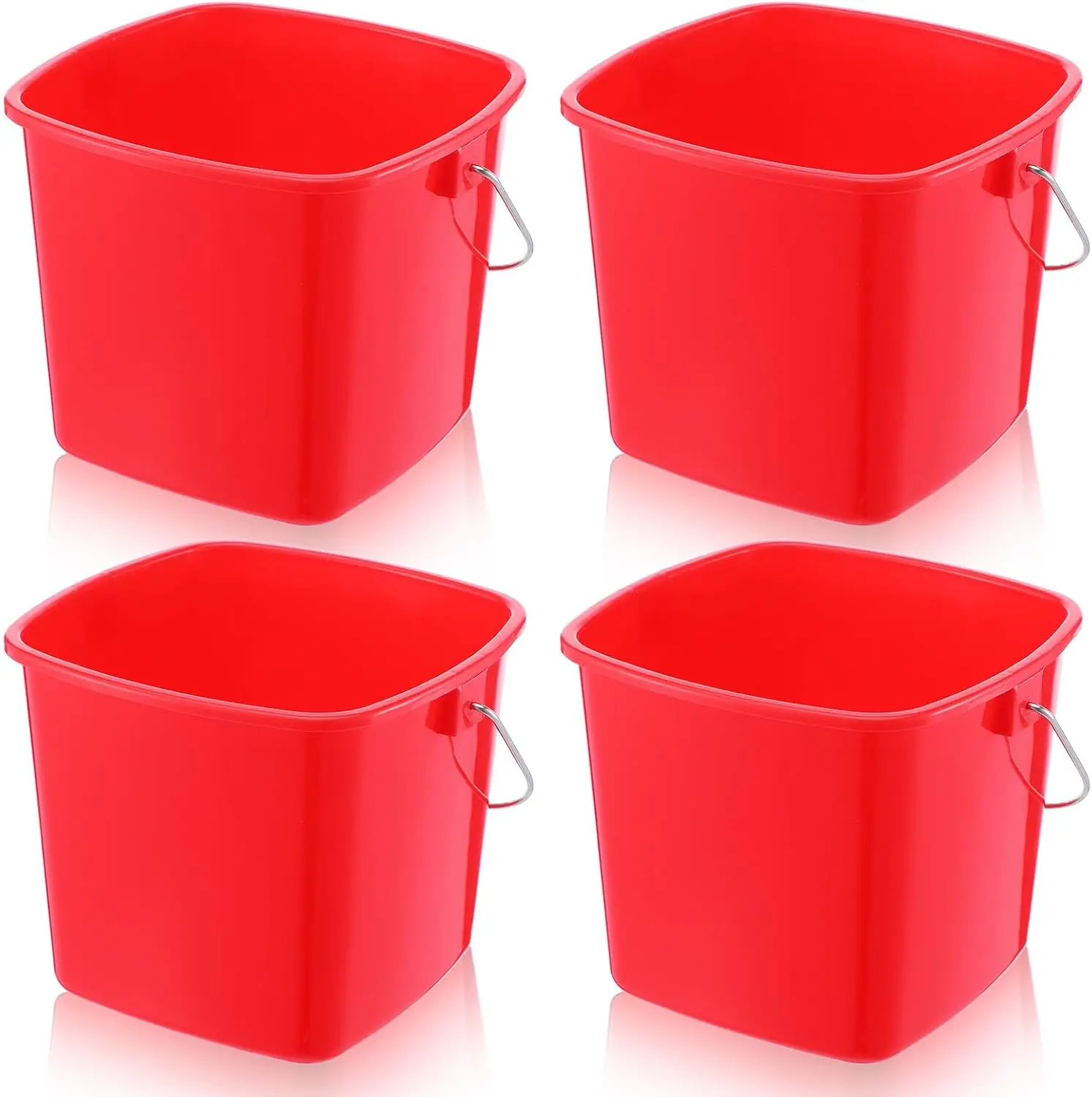 

Набор из 4 маленьких ведер для уборки, квадратные ведра для моющих средств с носиком и ручкой для дома, офисов, школ, коммерческого использования