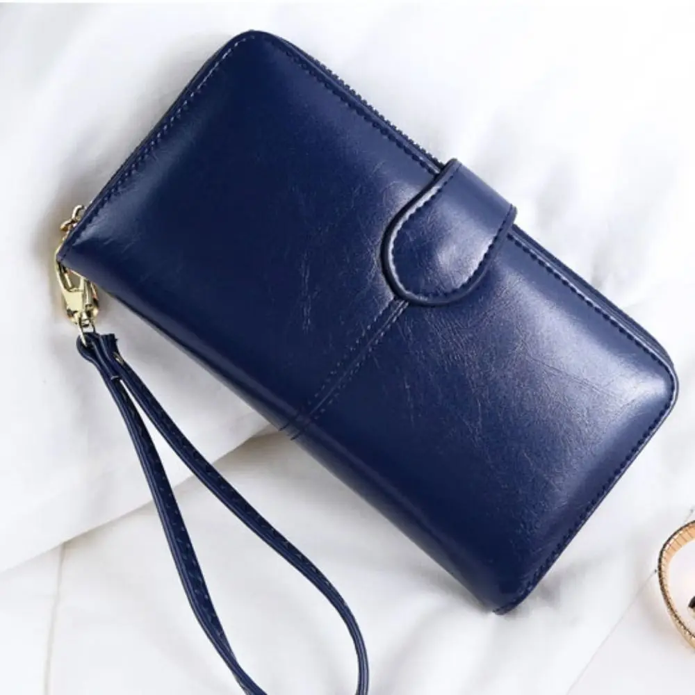 

Retro Purse PU Leather Long Wallet Foldable Zipper Two Fold Wallet Multifunctional Large Capacity Women Card Holder Women