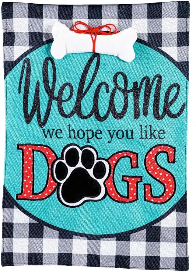 Hope You Like Dogs Garden Flag 12x18 Double Sided | Paw Prints Dog Bone Garden Flags For Outside | All Seasons | House Flags for