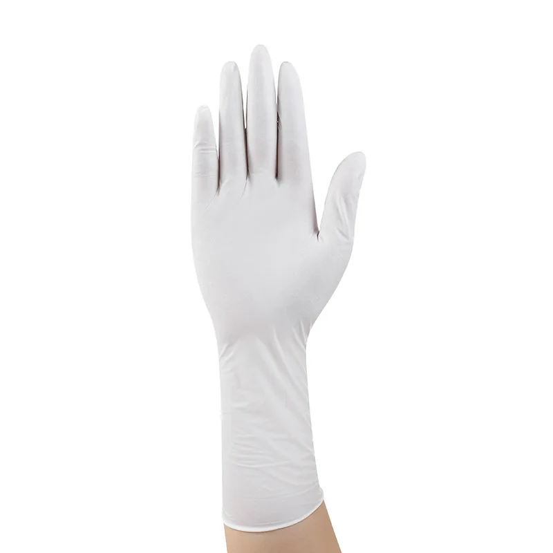 

50pcs Disposable nitrile gloves white 12 inch extended non-porous powder-free food grade gloves for cleaning and catering