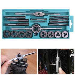 20pcs Alloy Steel Tap Die Set Metric with Small Tap Twisted Hand M3 - M12 Screw Thread Plugs Hand Screw Tap and Die Set